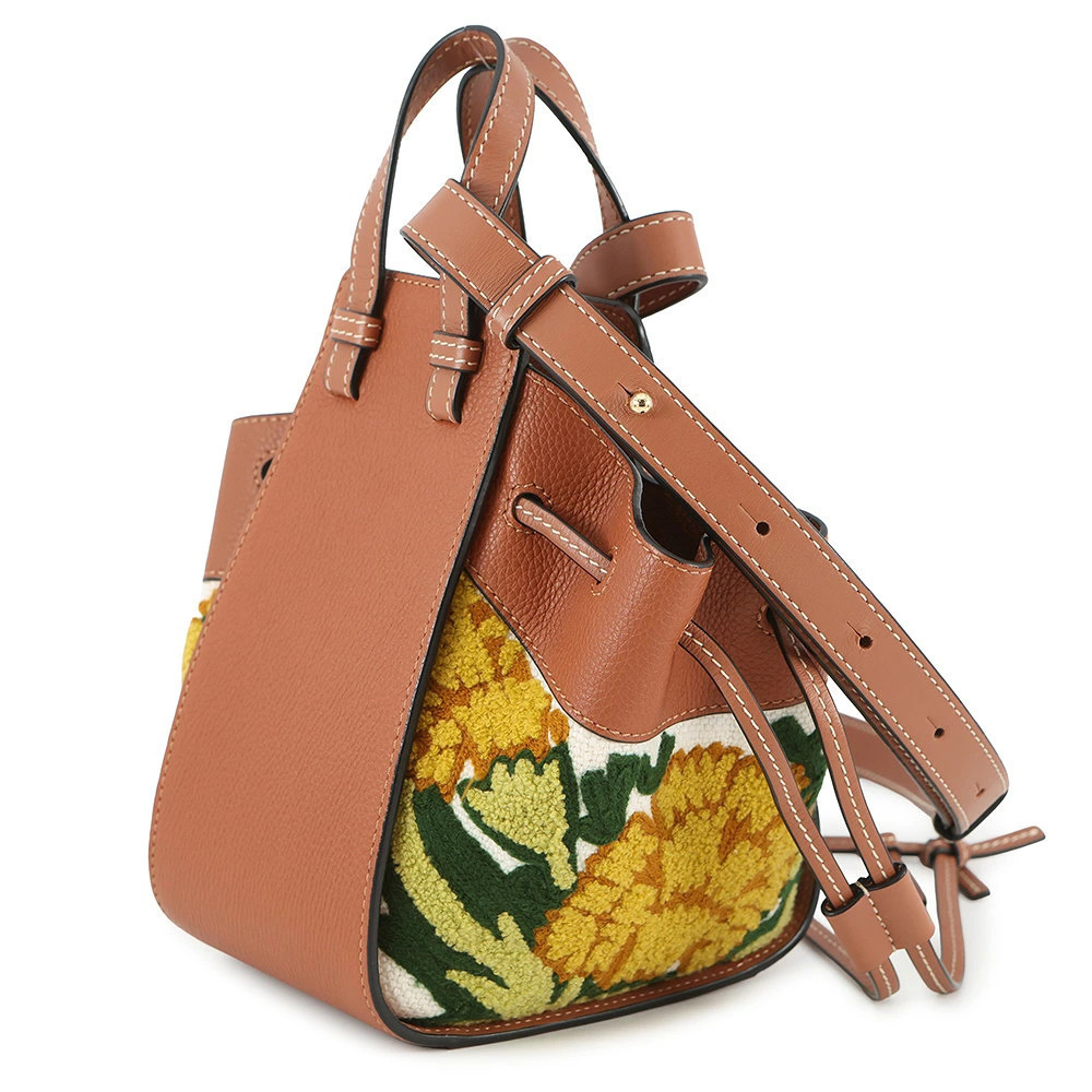 Loewe drawstring bag hammock Flower handbag calf Floral leather